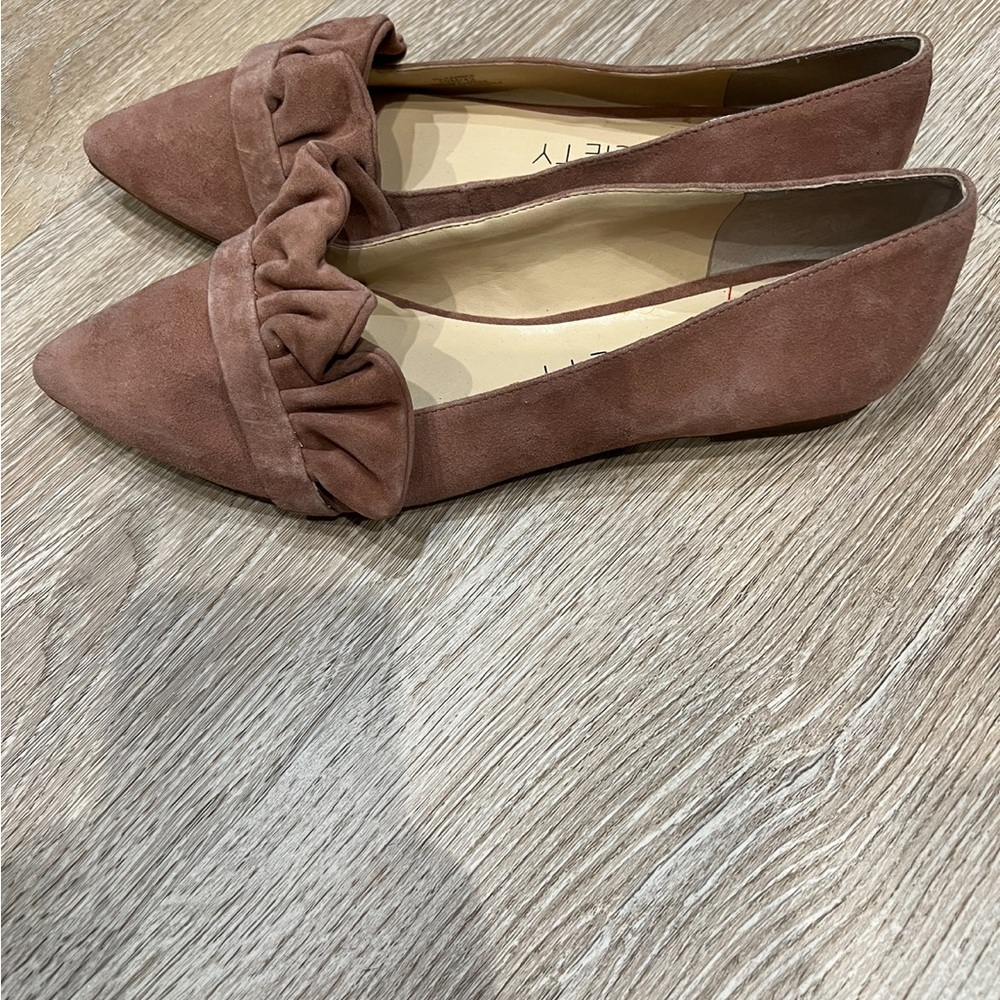 Sole Society Suede Ruffle Pointed Toe Flats Size 10 M Color Pink